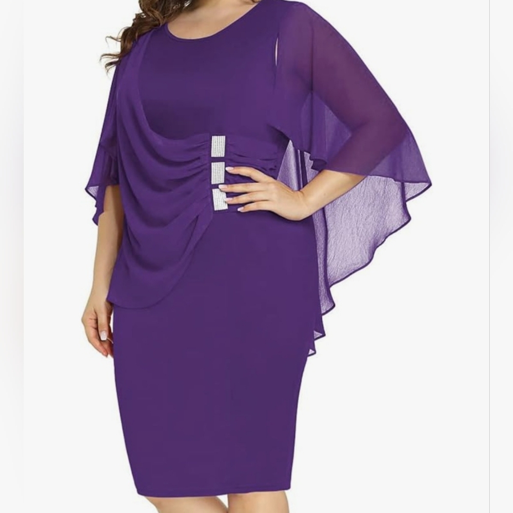 Elegant  Purple Dress with Draped Design